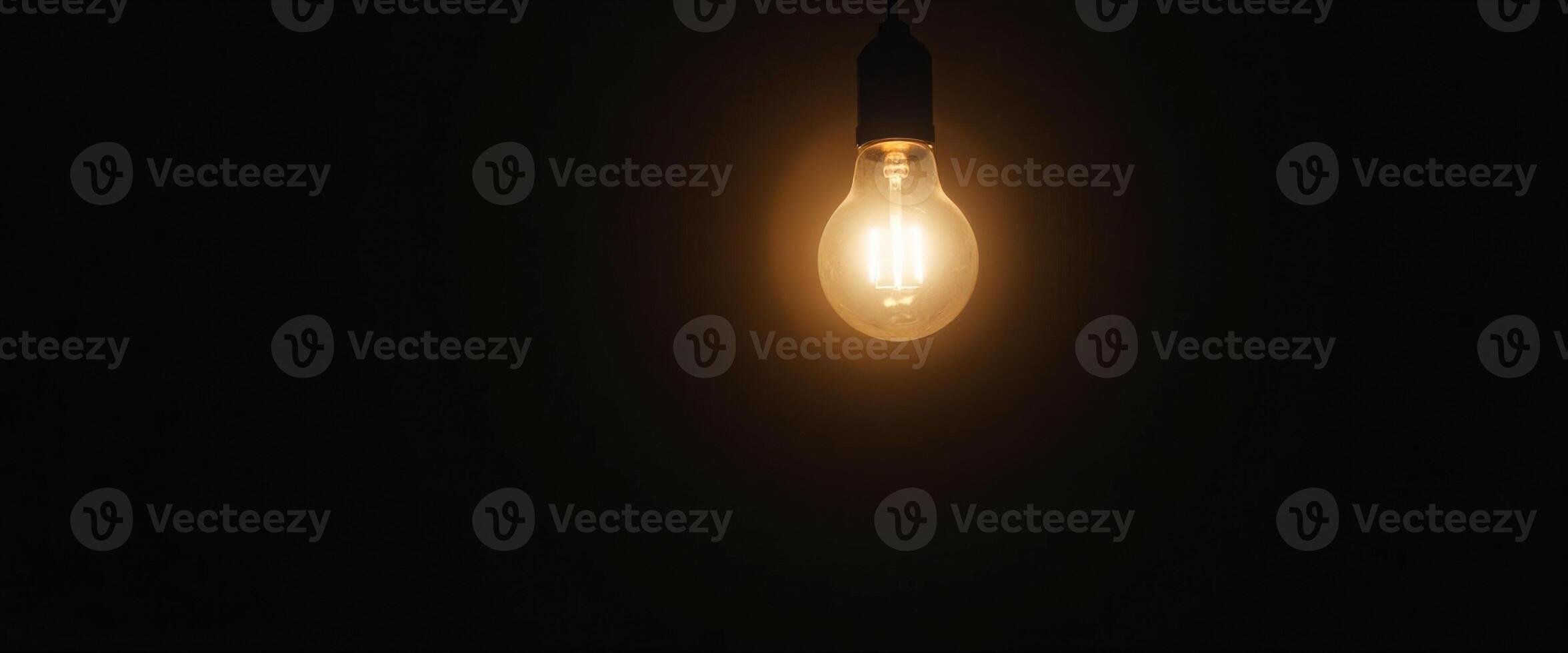 Glowing Light Bulb in Darkness photo