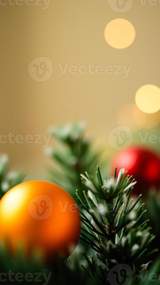 Christmas Ornaments on a Christmas Tree Branch photo