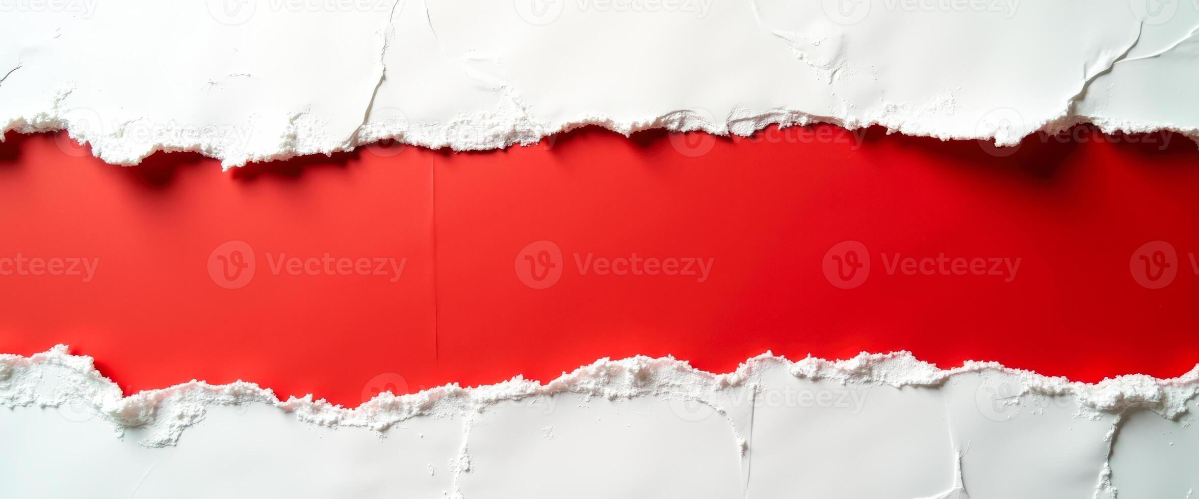 Torn Paper Over Red Background photo