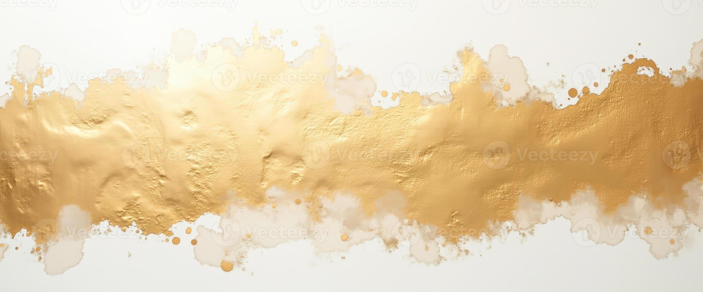 Abstract Gold Paint Splashes on White Background photo