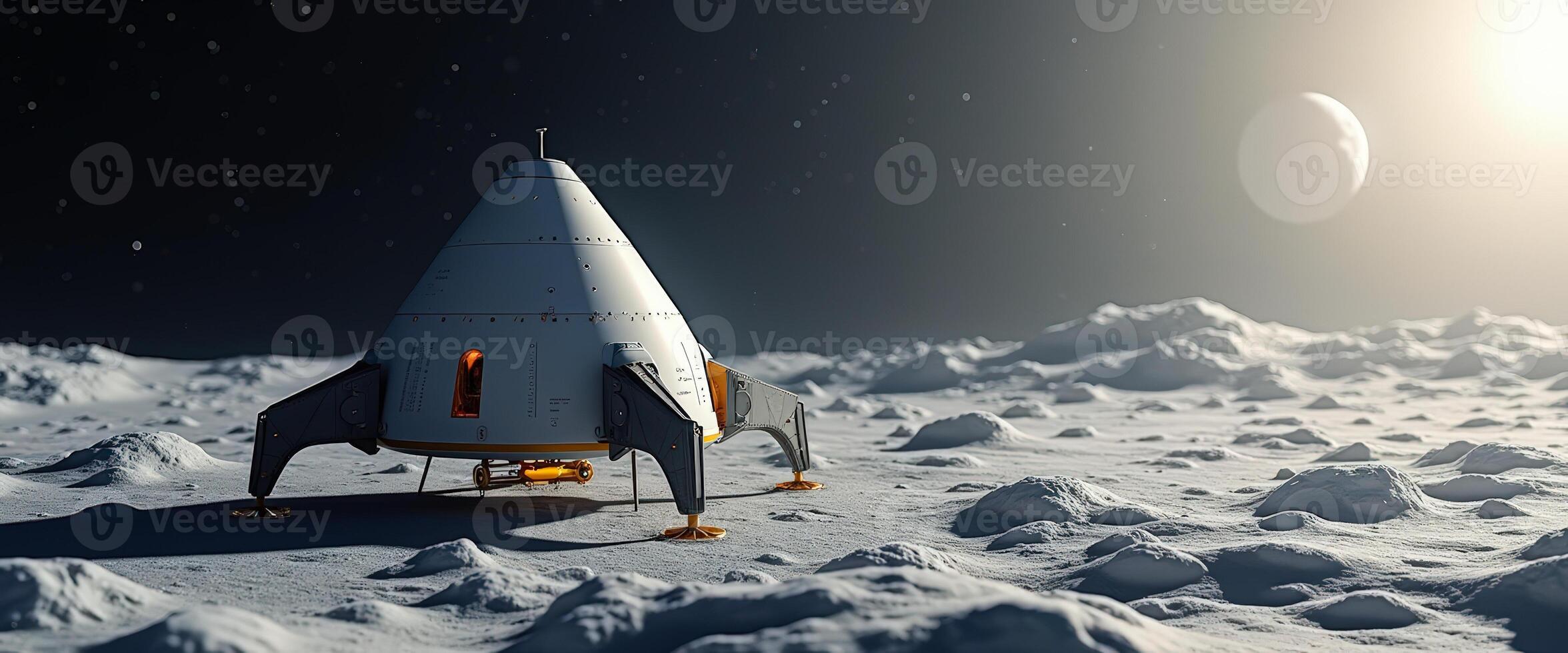 Lunar Lander on a desolate landscape photo