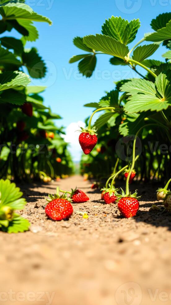 Ripe Strawberries in a Strawberry Field photo