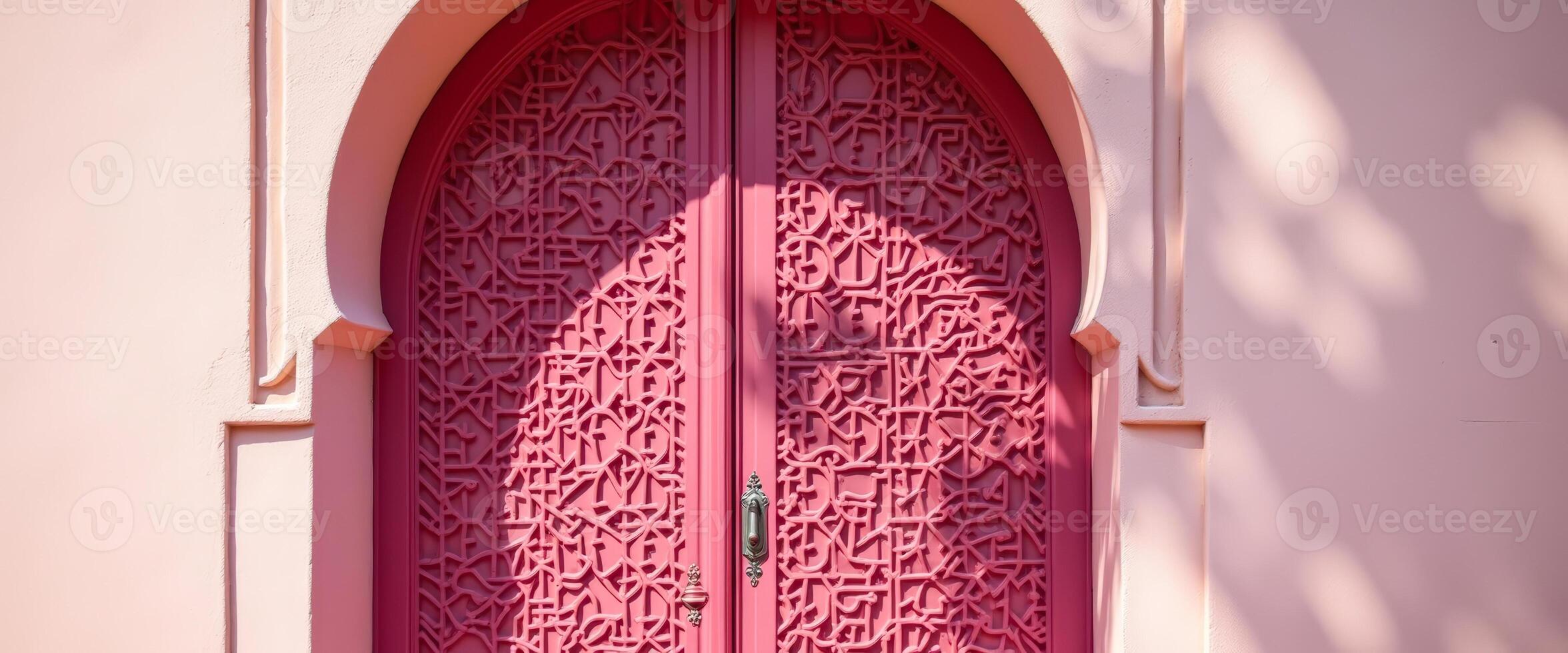 Ornate Pink Door with Intricate Pattern photo