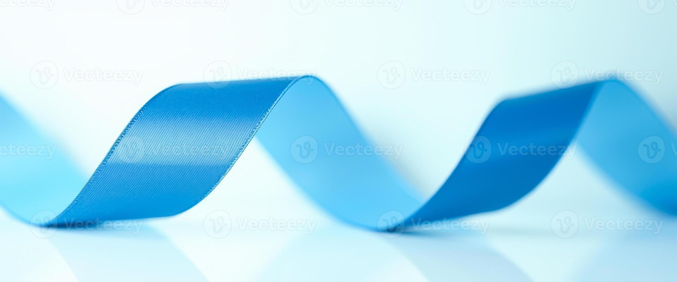 Abstract Blue Ribbon on White Background photo