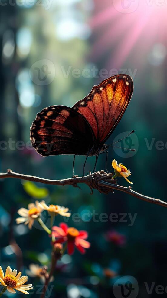 Butterfly on a Branch in the Sunshine photo