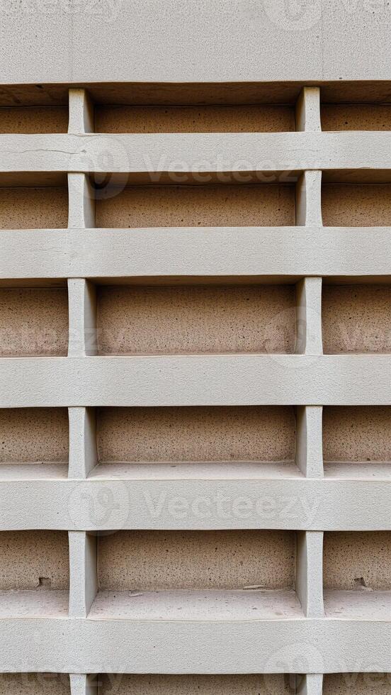 Abstract Grey and Brown Wall with Recessed Shelves photo
