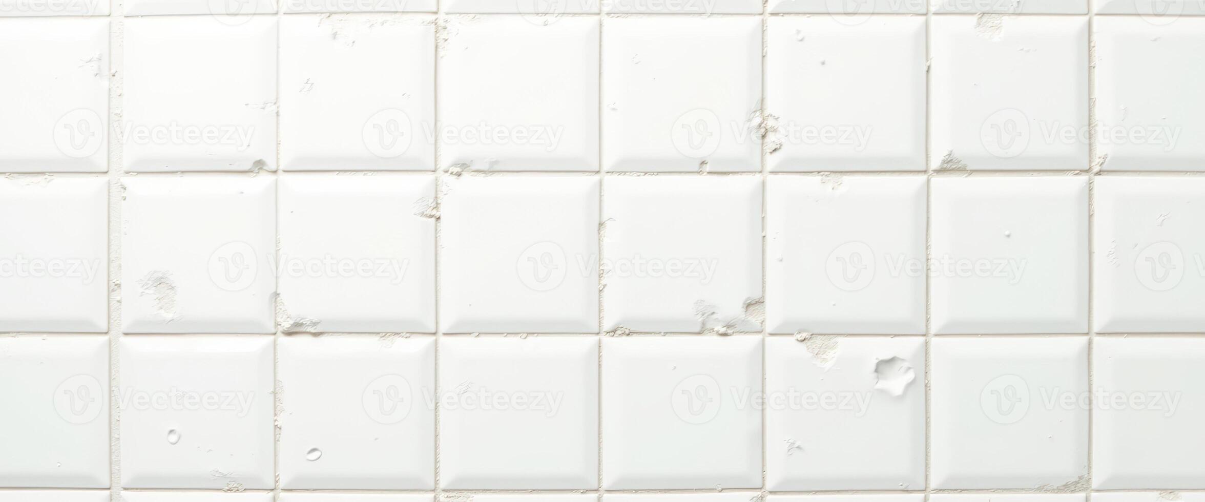 White tile wall with chipped paint photo