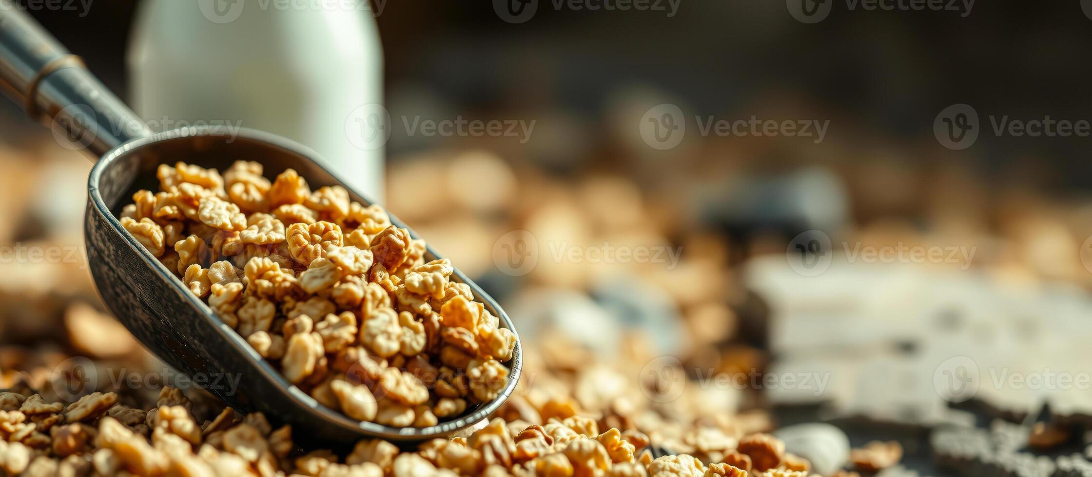 Closeup of a scoop of walnuts photo