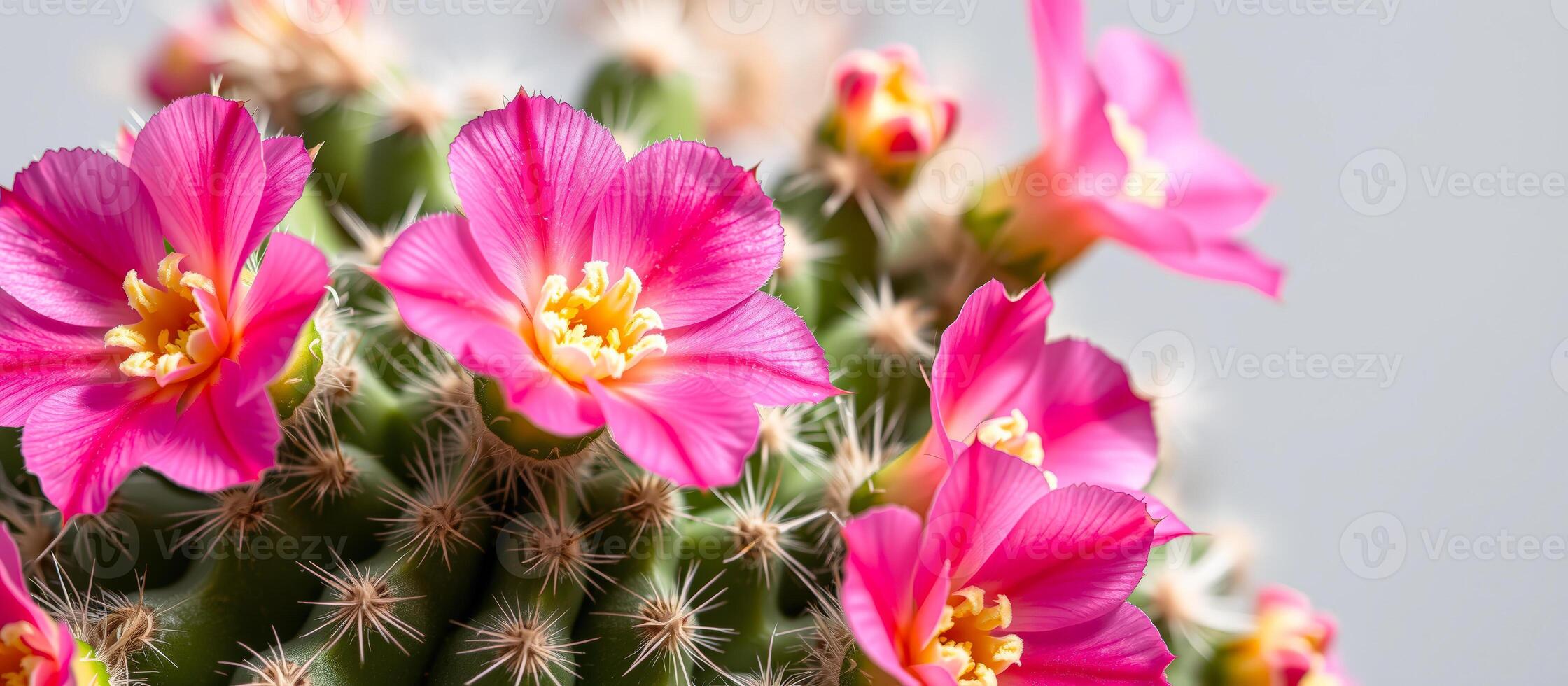 Closeup of Pink Cactus Flowers photo