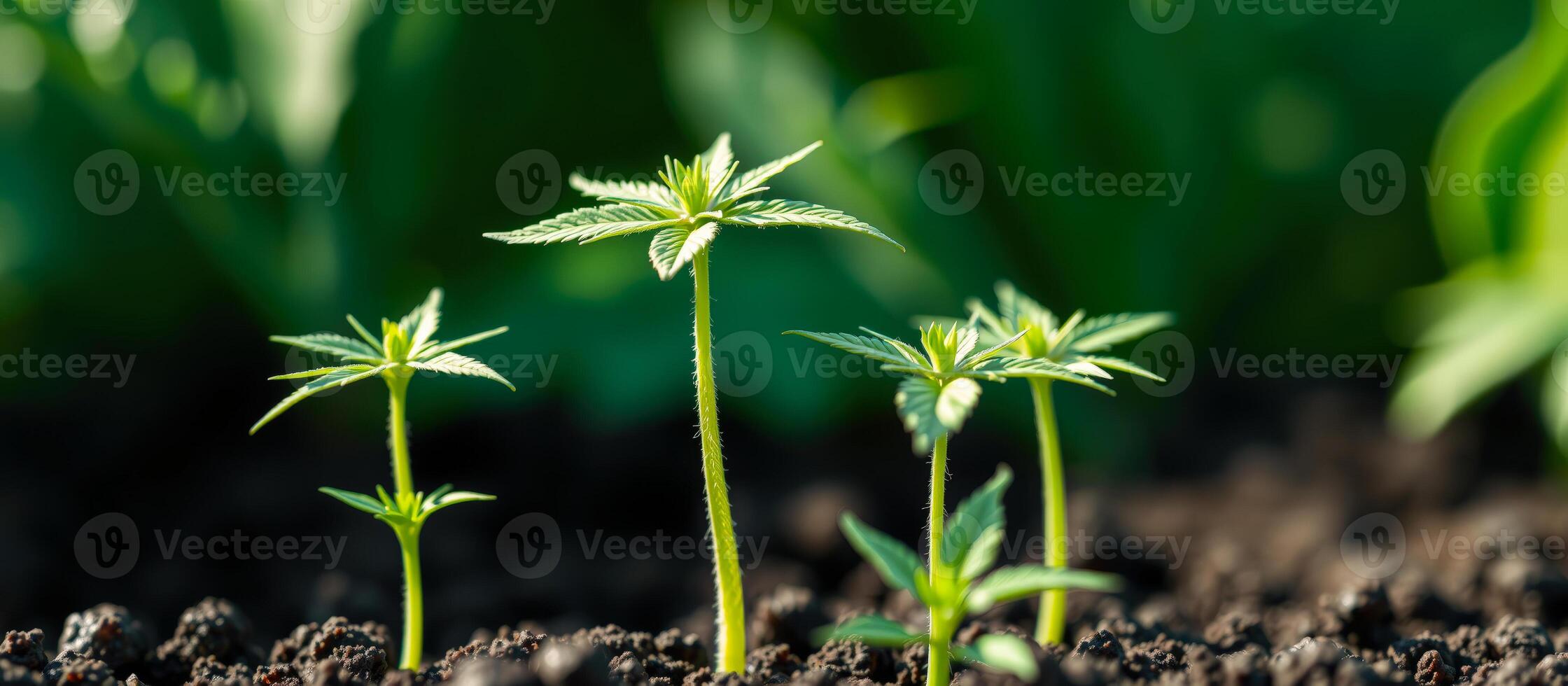 Cannabis Seedlings Growing in Soil photo