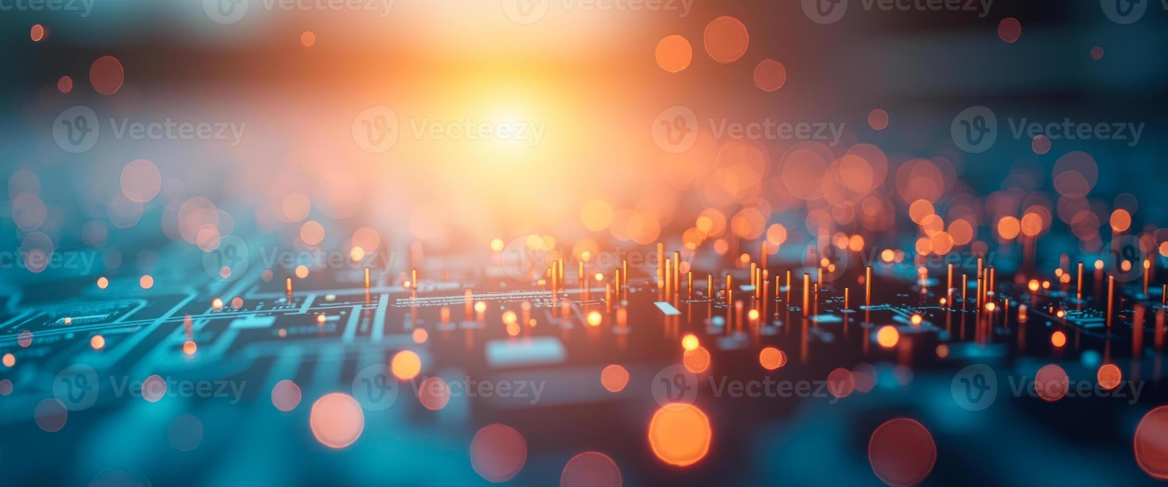 Abstract Technology Background with Bokeh Lights photo