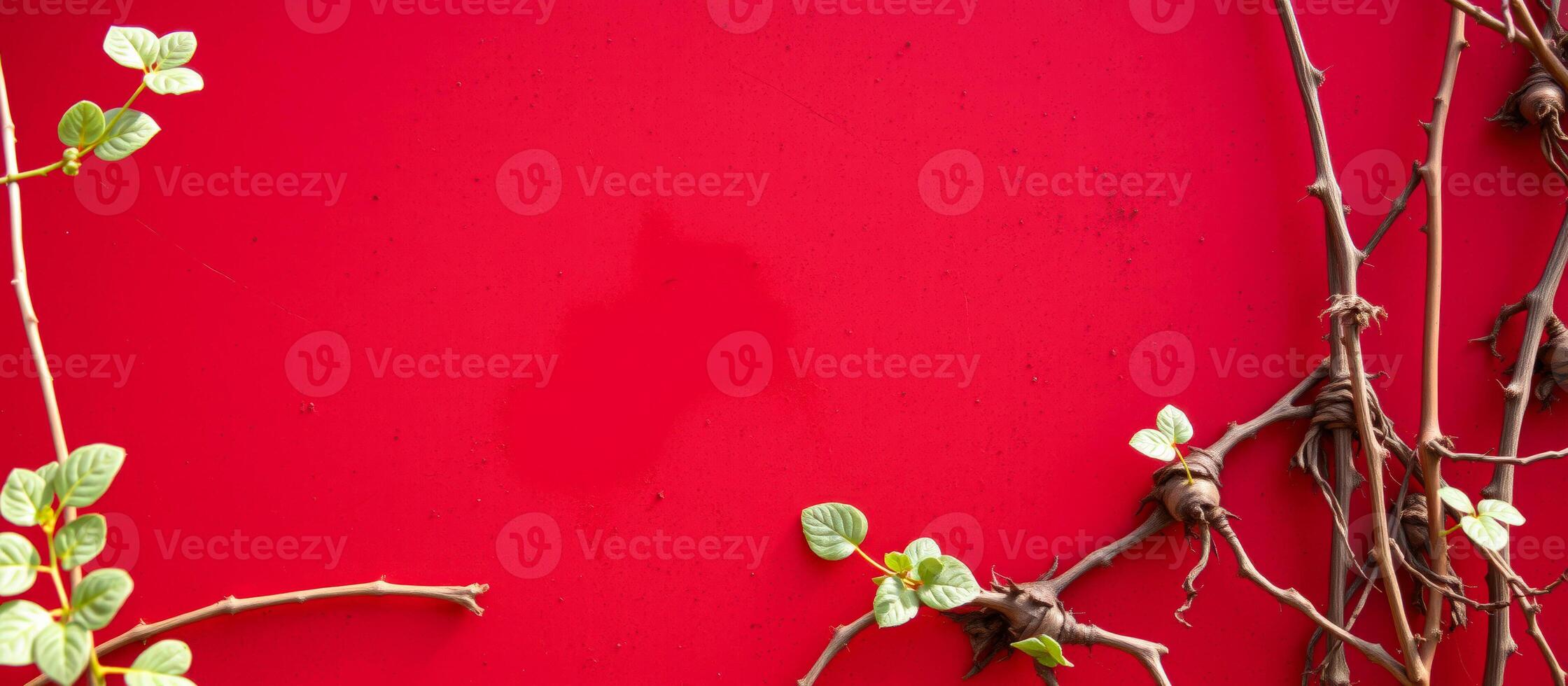 Green Shoots on a Red Background photo