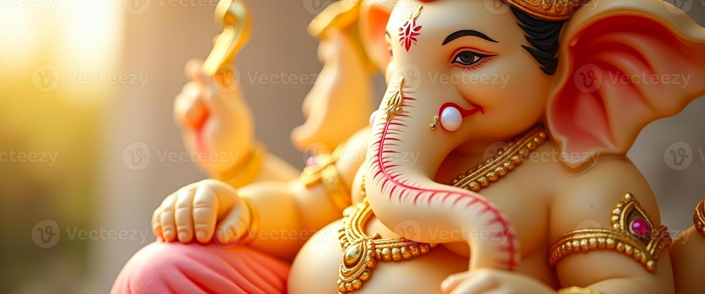 Close-up of the face of a Ganesha statue photo