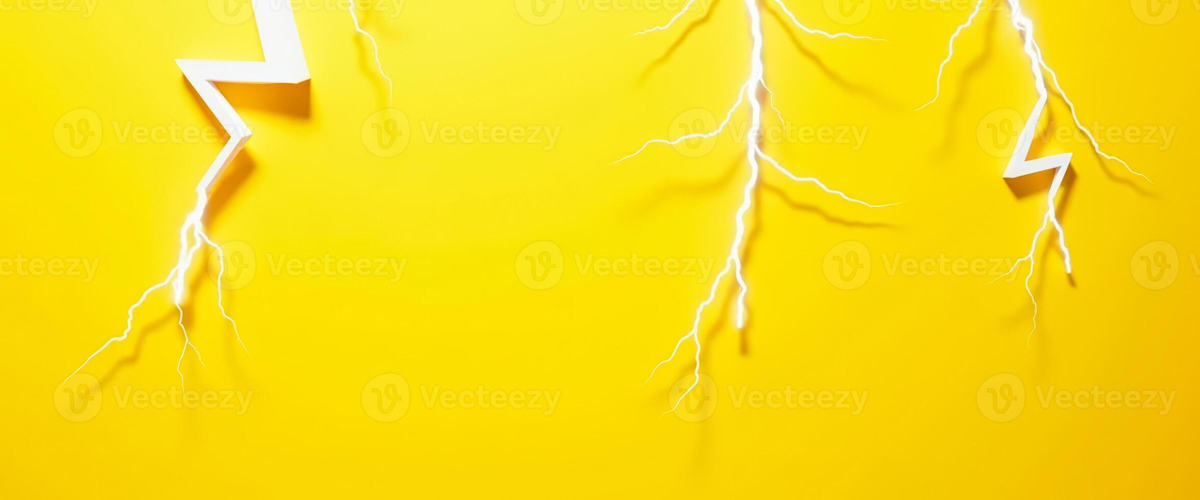 Abstract lightning bolt on yellow background photo