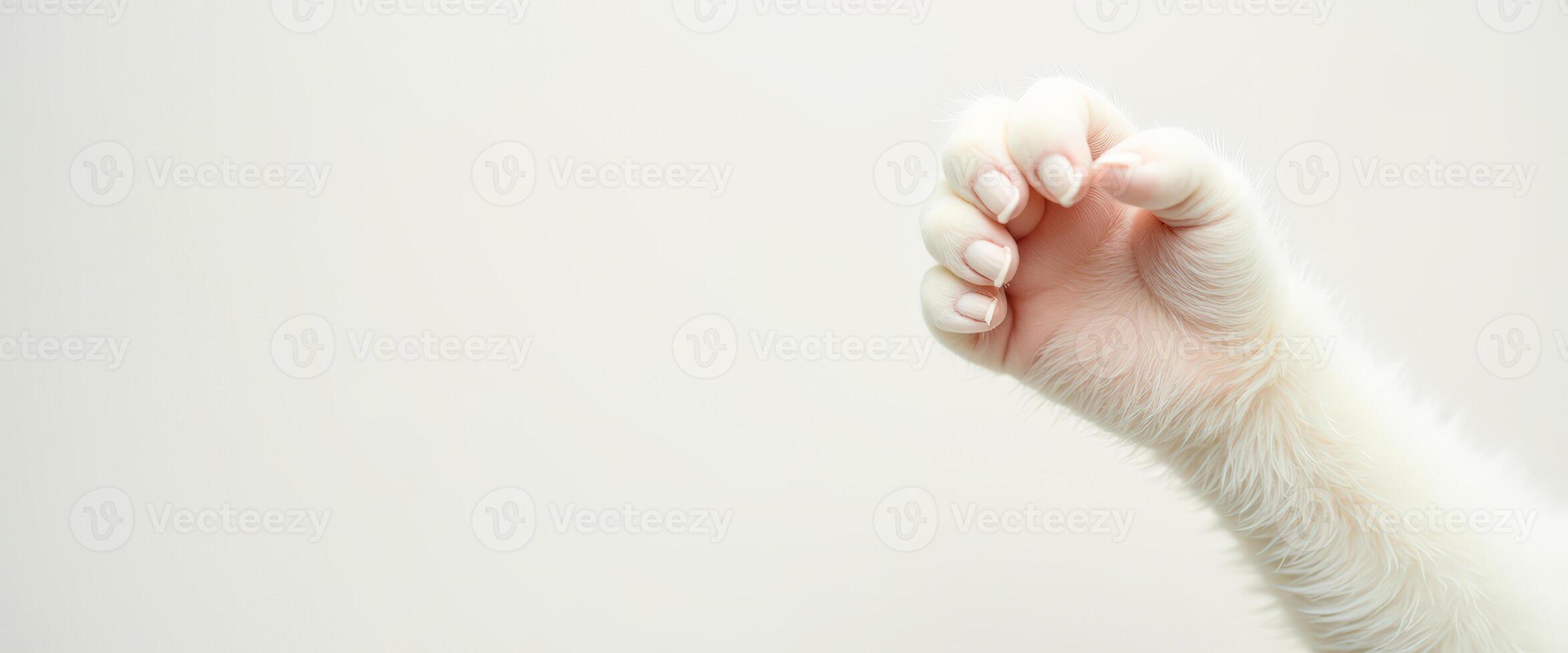 White Cat Paw Reaching Out photo