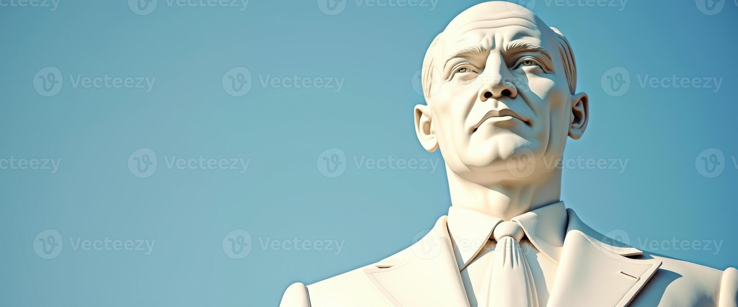 White Marble Statue of Man Looking Up photo