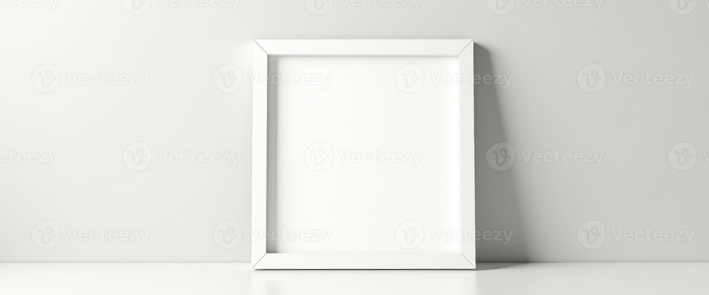 Blank White Frame on White Wall photo