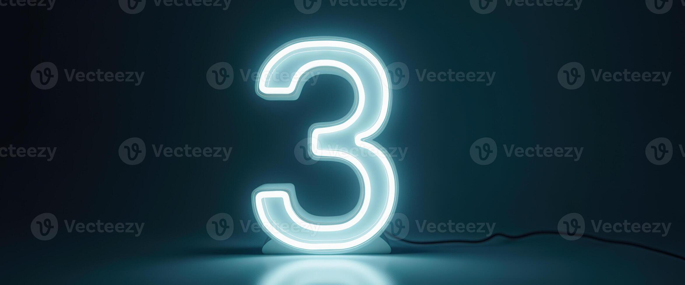 Glowing Neon Number Three photo