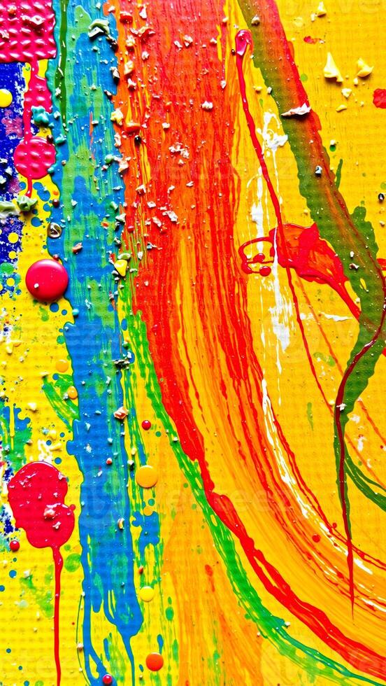 Abstract Colorful Swirls and Splashes on Yellow Background photo