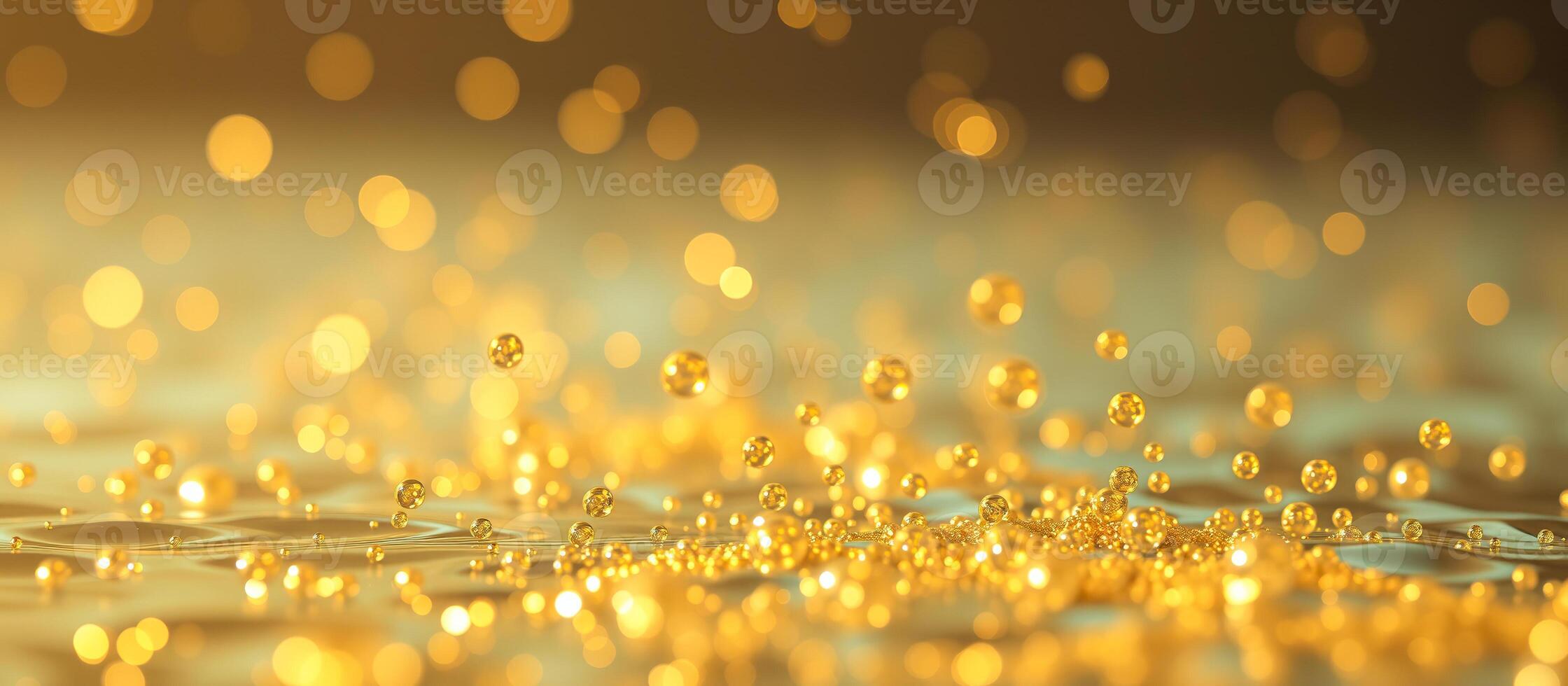 Abstract Golden Liquid with Bokeh Lights photo