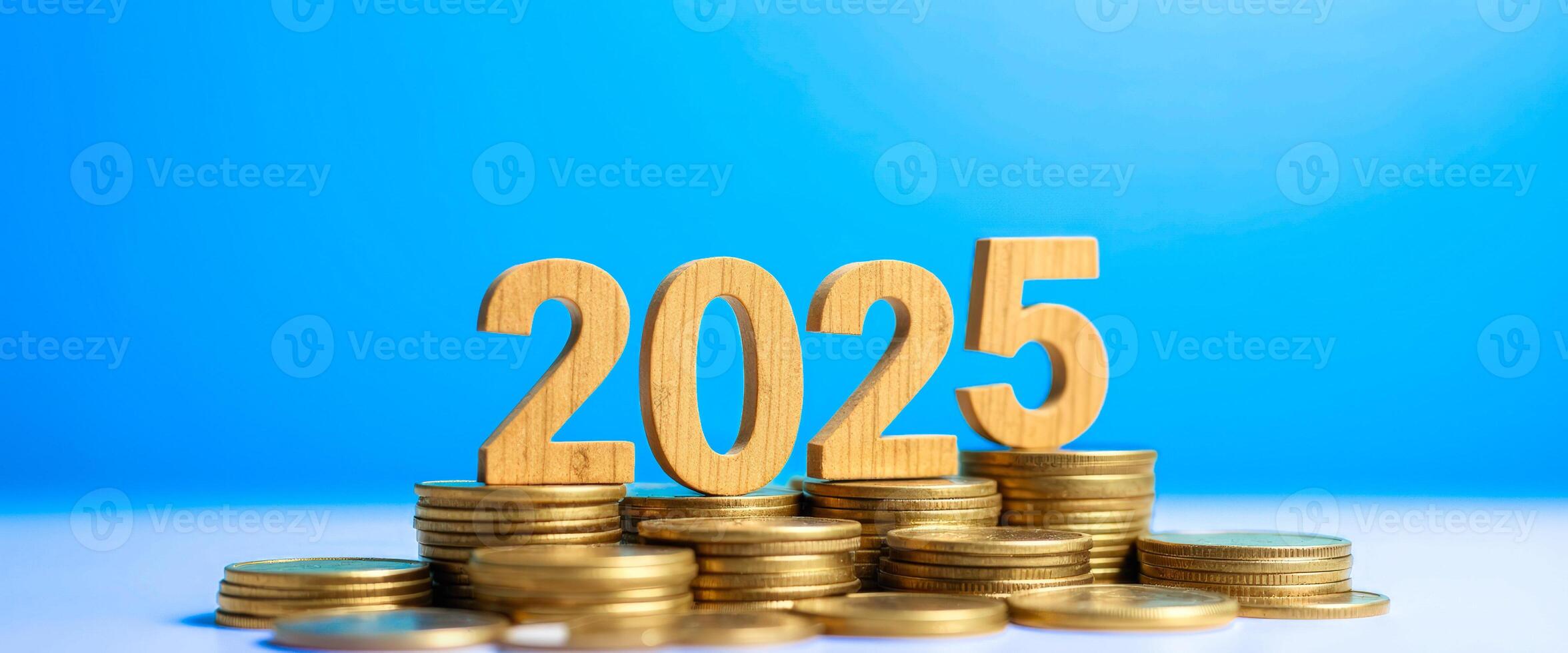 2025 New Year Gold Coins Blue Background 50508558 Stock Photo at Vecteezy