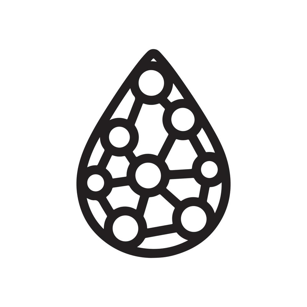 A black and white image of a tear drop with a network of dots vector