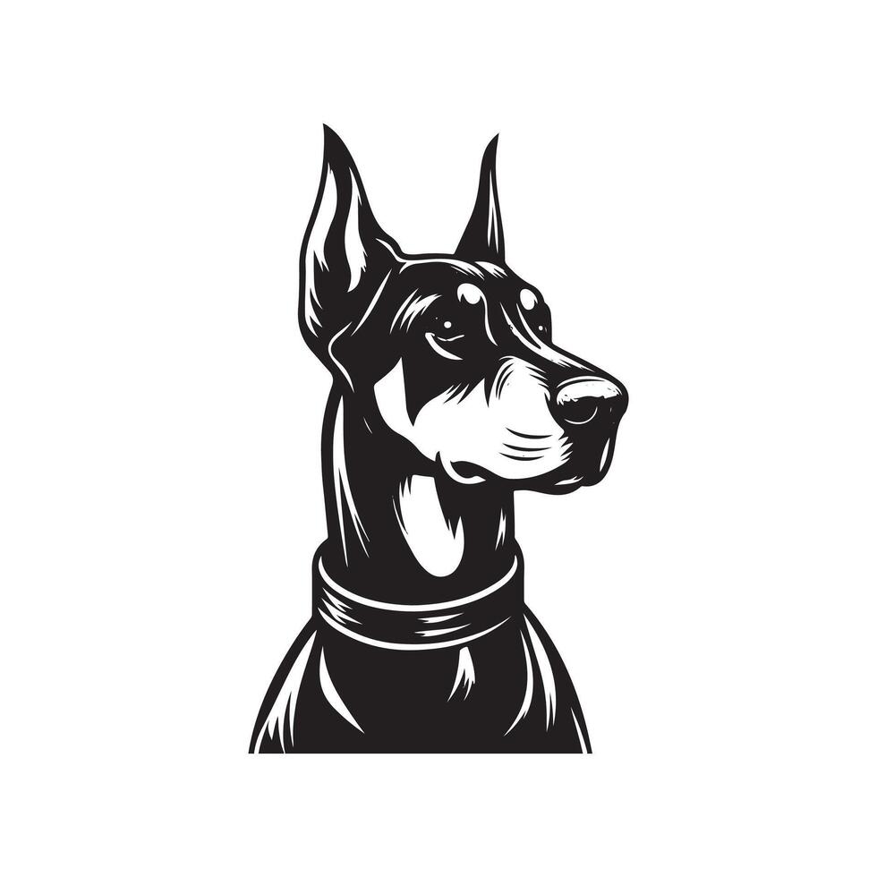 A black and white doberman dog logo vector