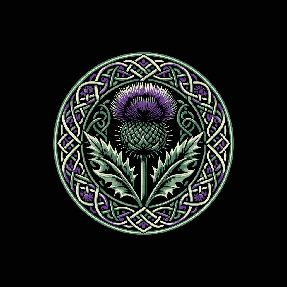 Thistle in a celtic style design vector