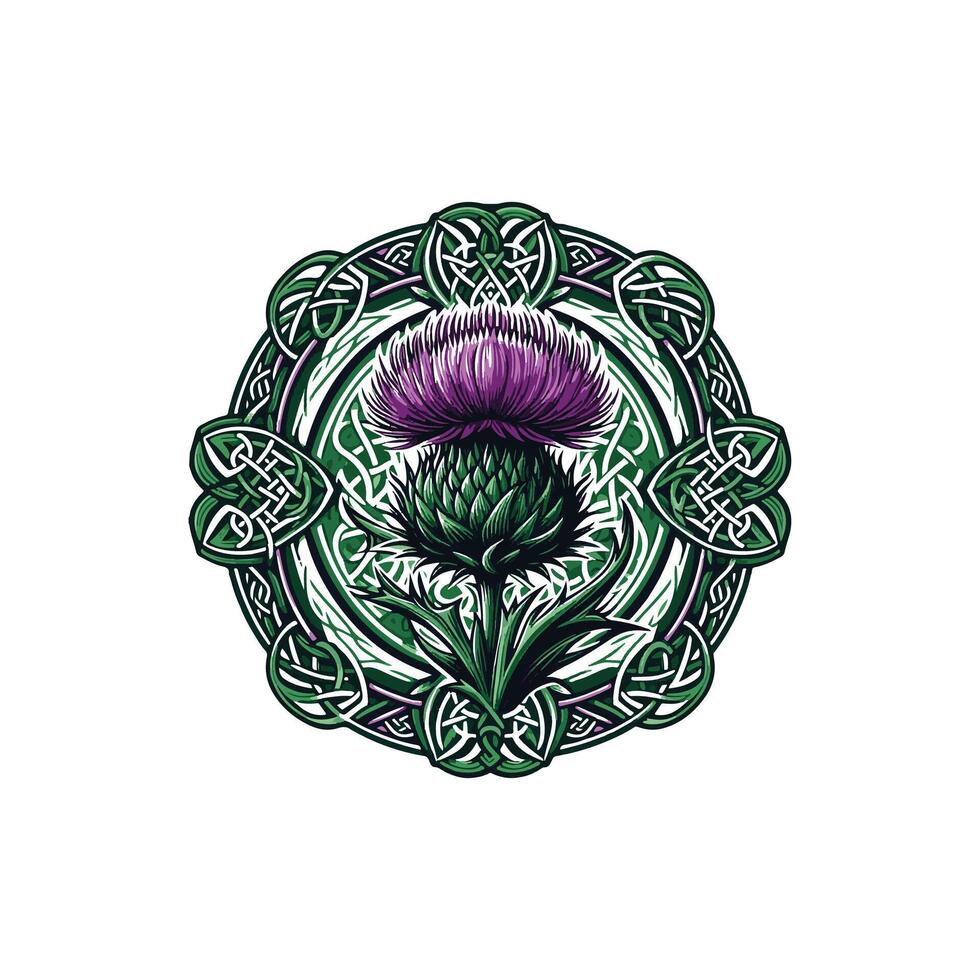 Thistle in a celtic style design vector