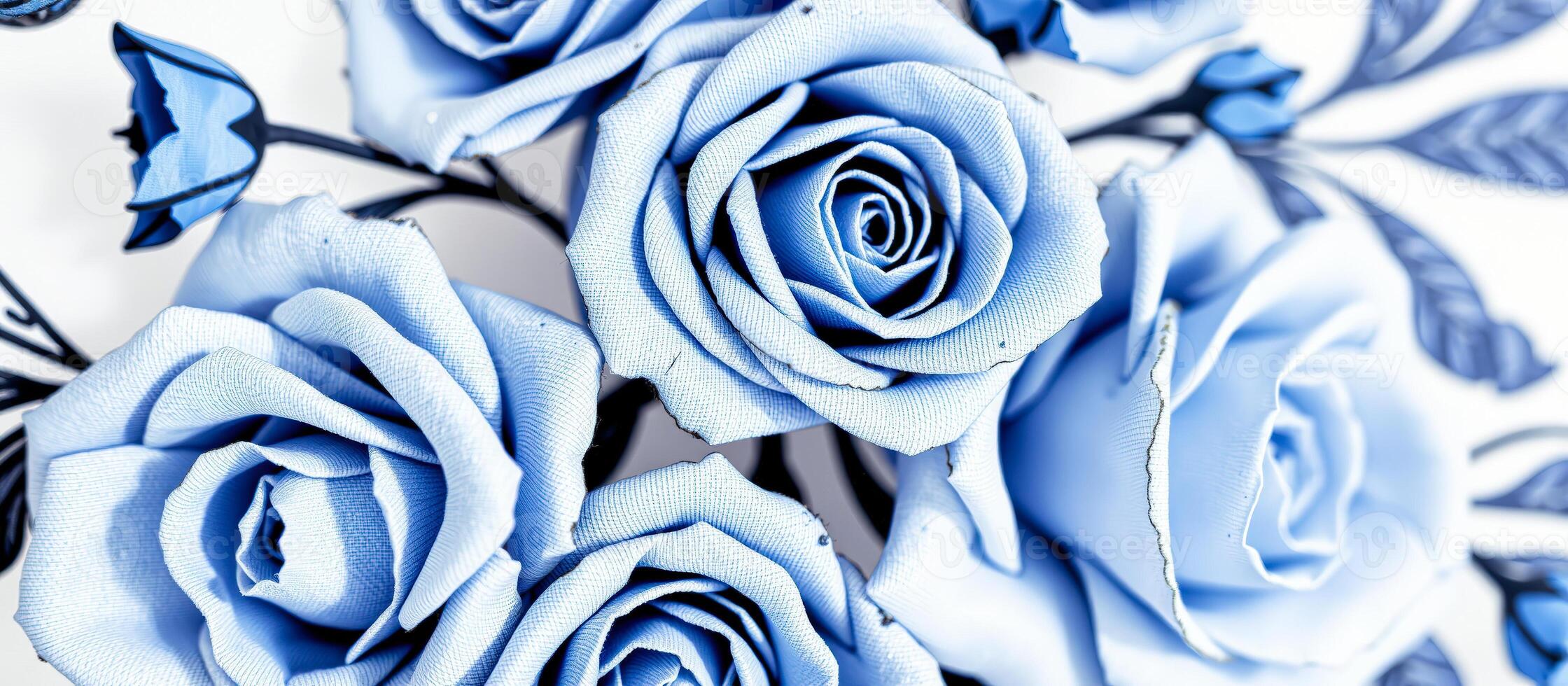 Close Up of Blue Fabric Roses photo