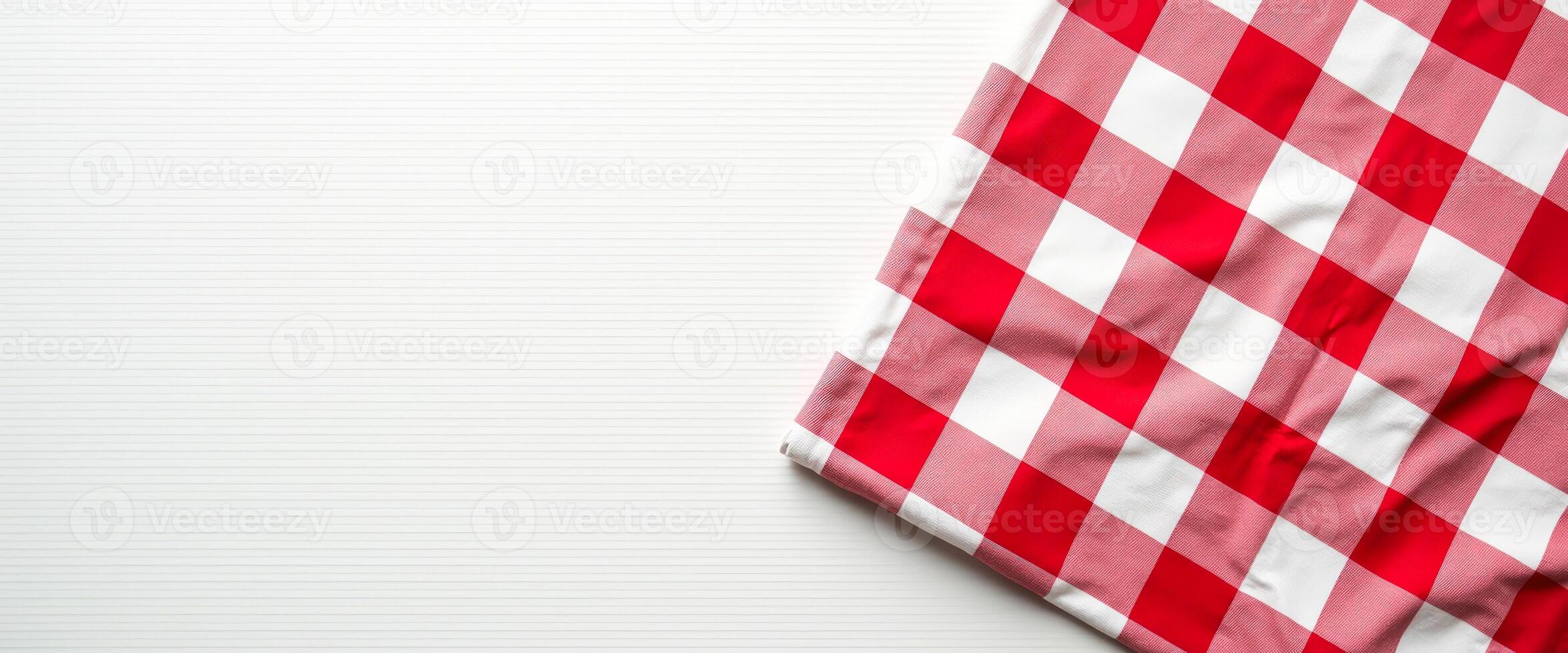 Red and White Checkered Tablecloth on a White Striped Surface photo