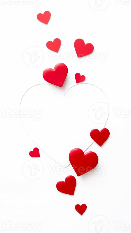 Red Hearts on White Background photo