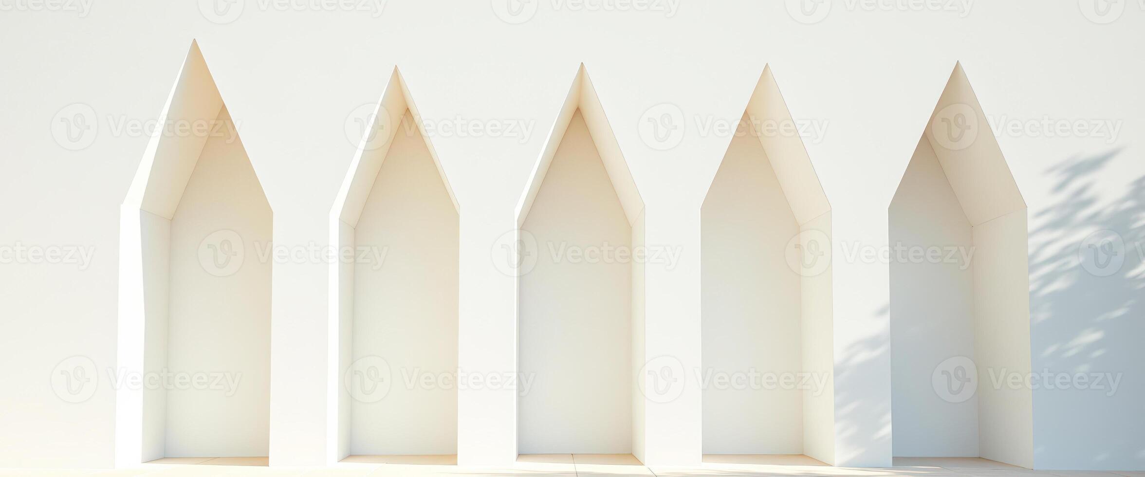 Minimalist White Wall With Geometric Shapes and Shadow photo