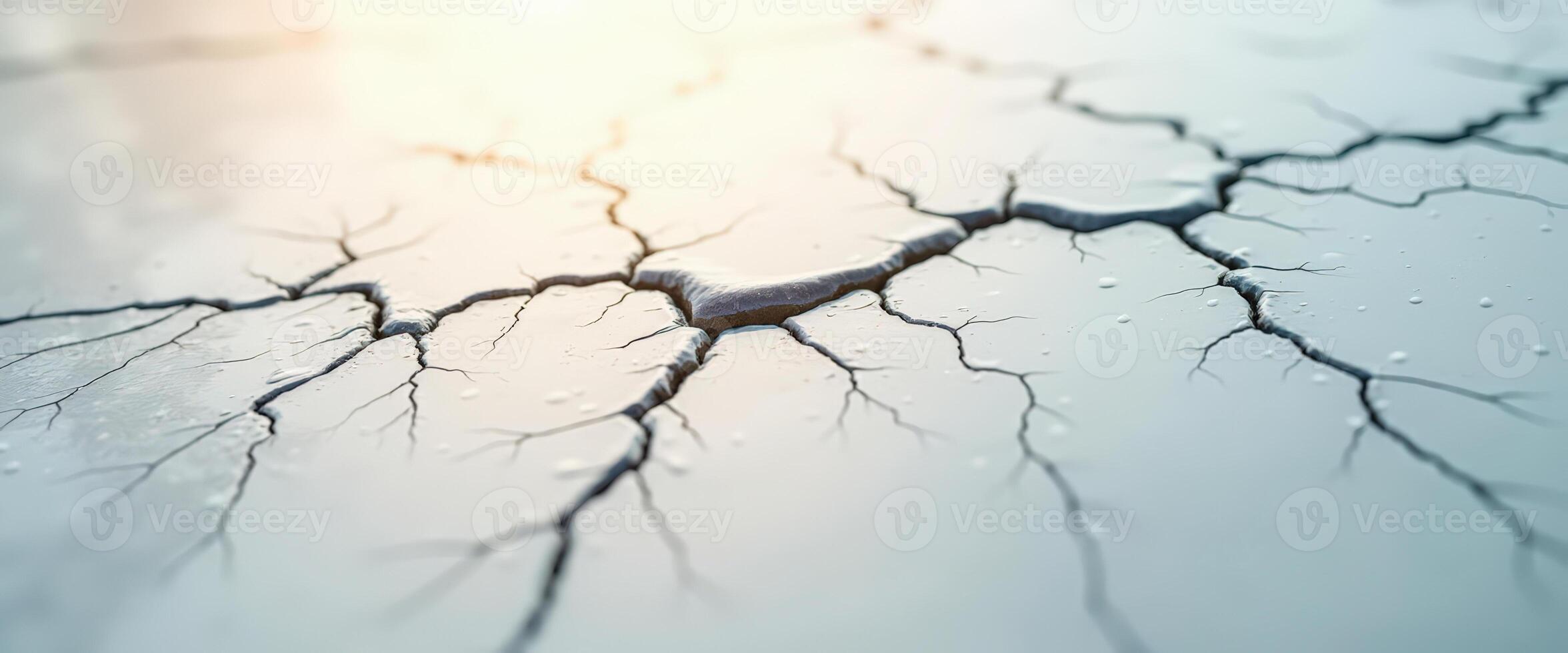 Cracked Surface with Water Droplets photo