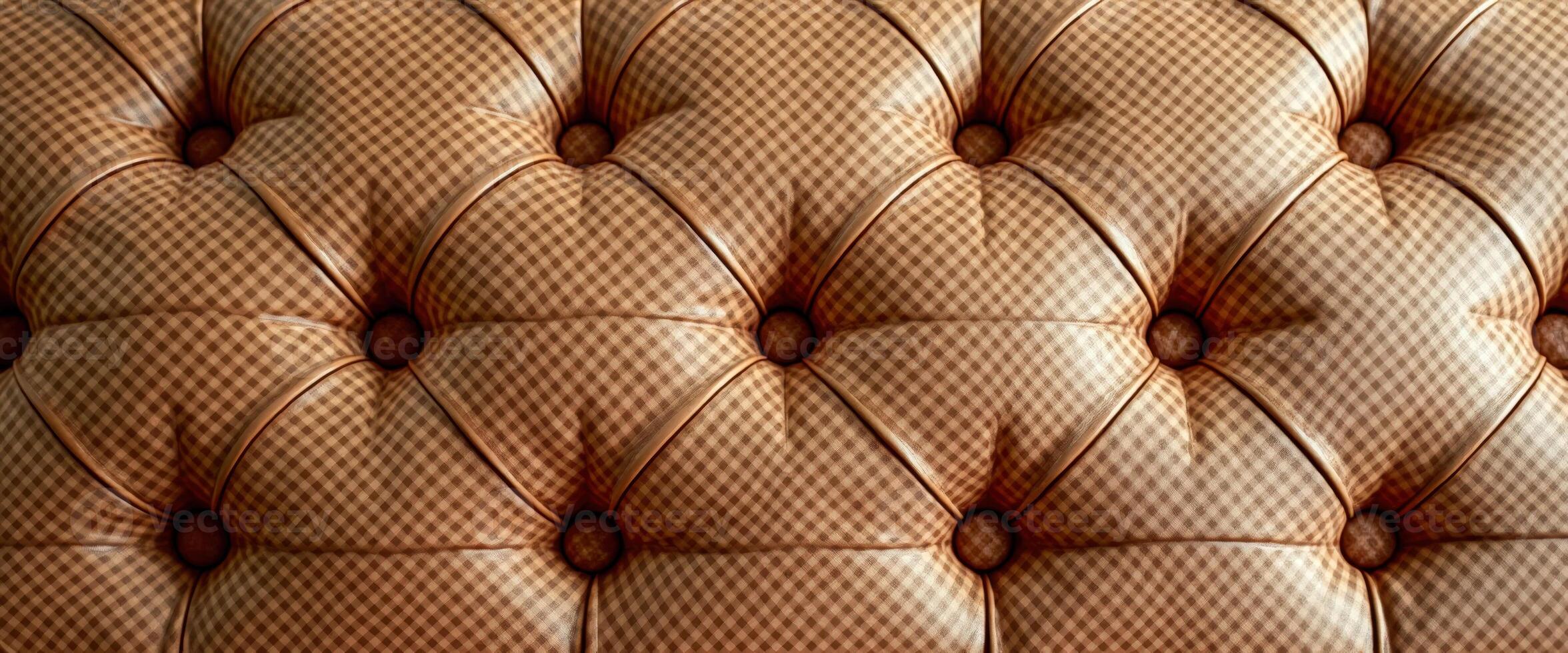 Brown gingham tufted upholstery photo