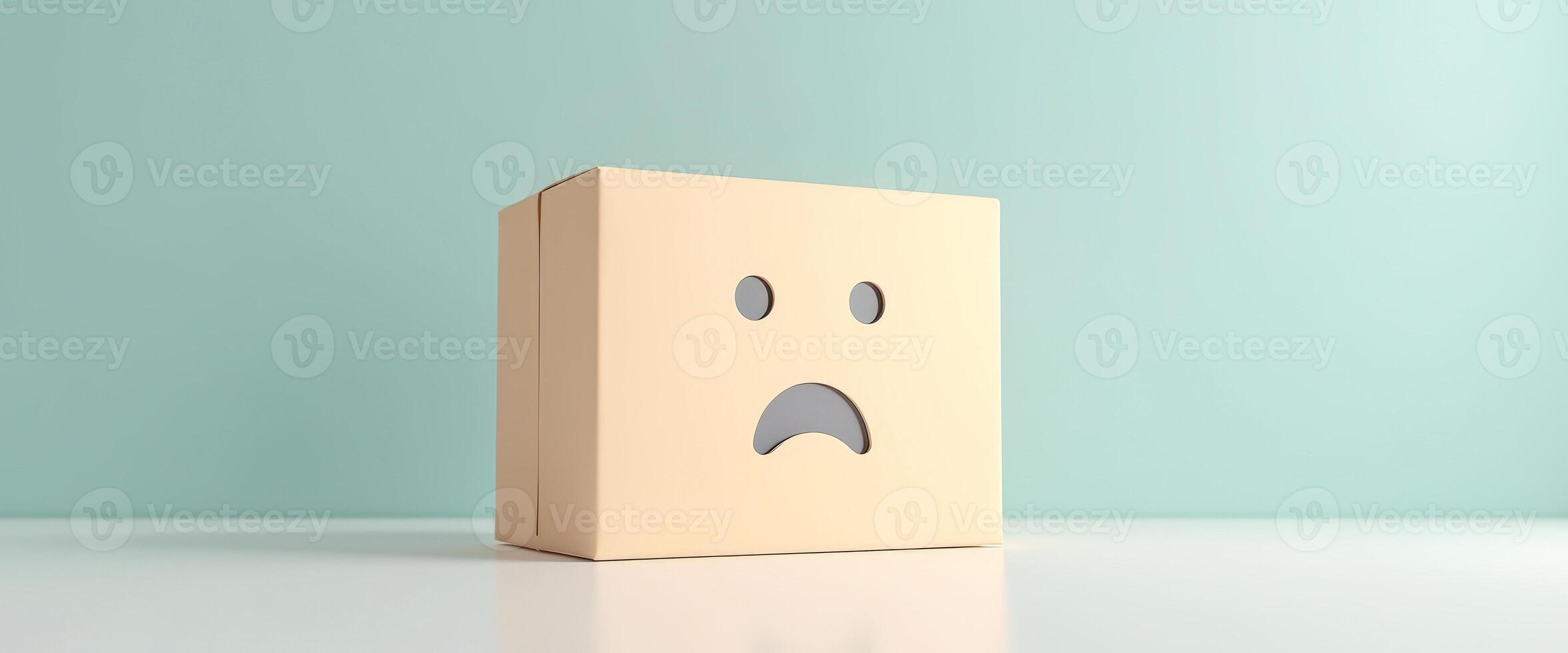 Sad Box on Blue Background photo