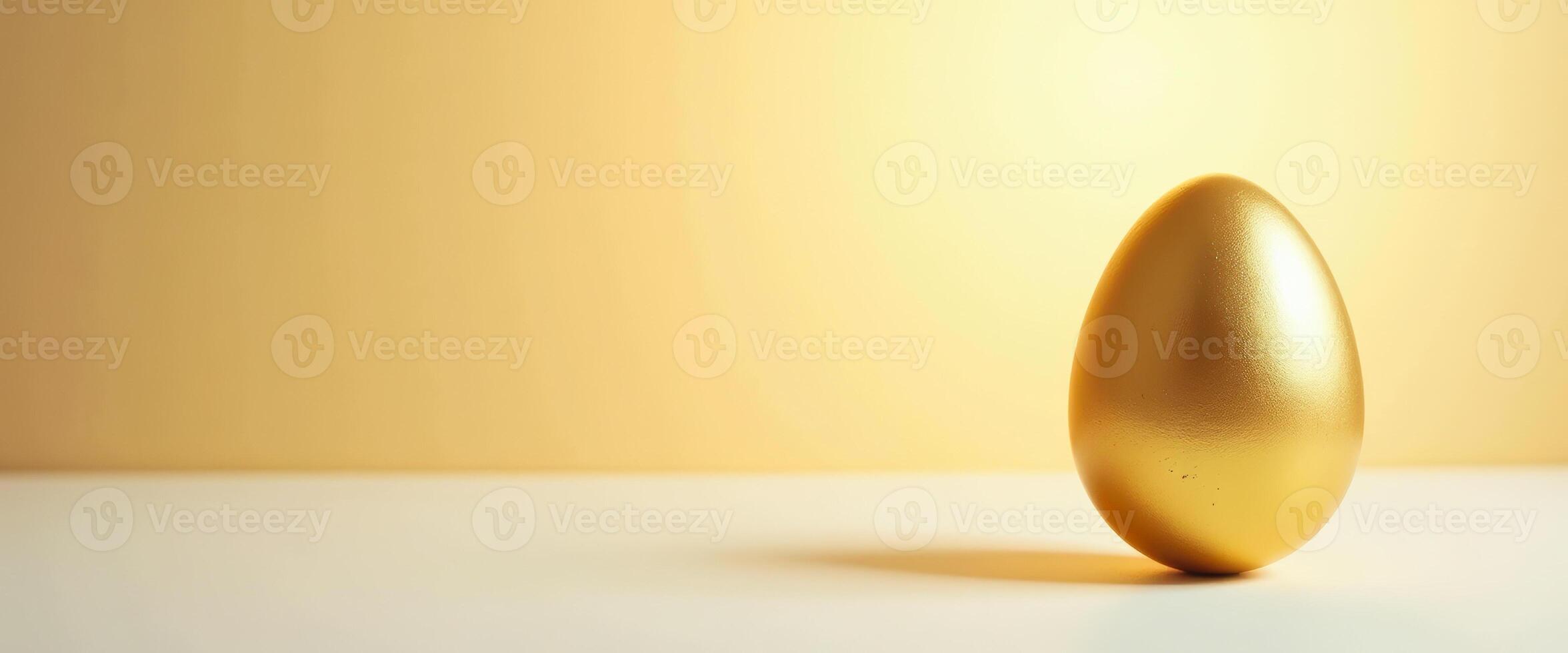 Golden Egg on White and Yellow Background photo