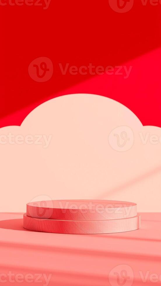 Abstract red and pink product display podium photo