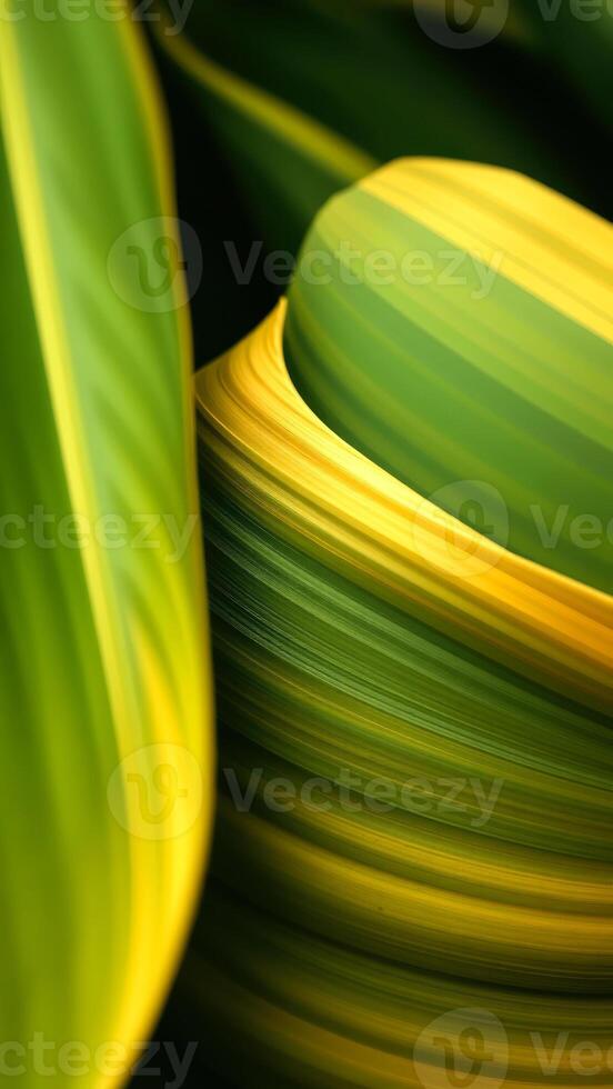 Close-up of green and yellow striped leaf photo
