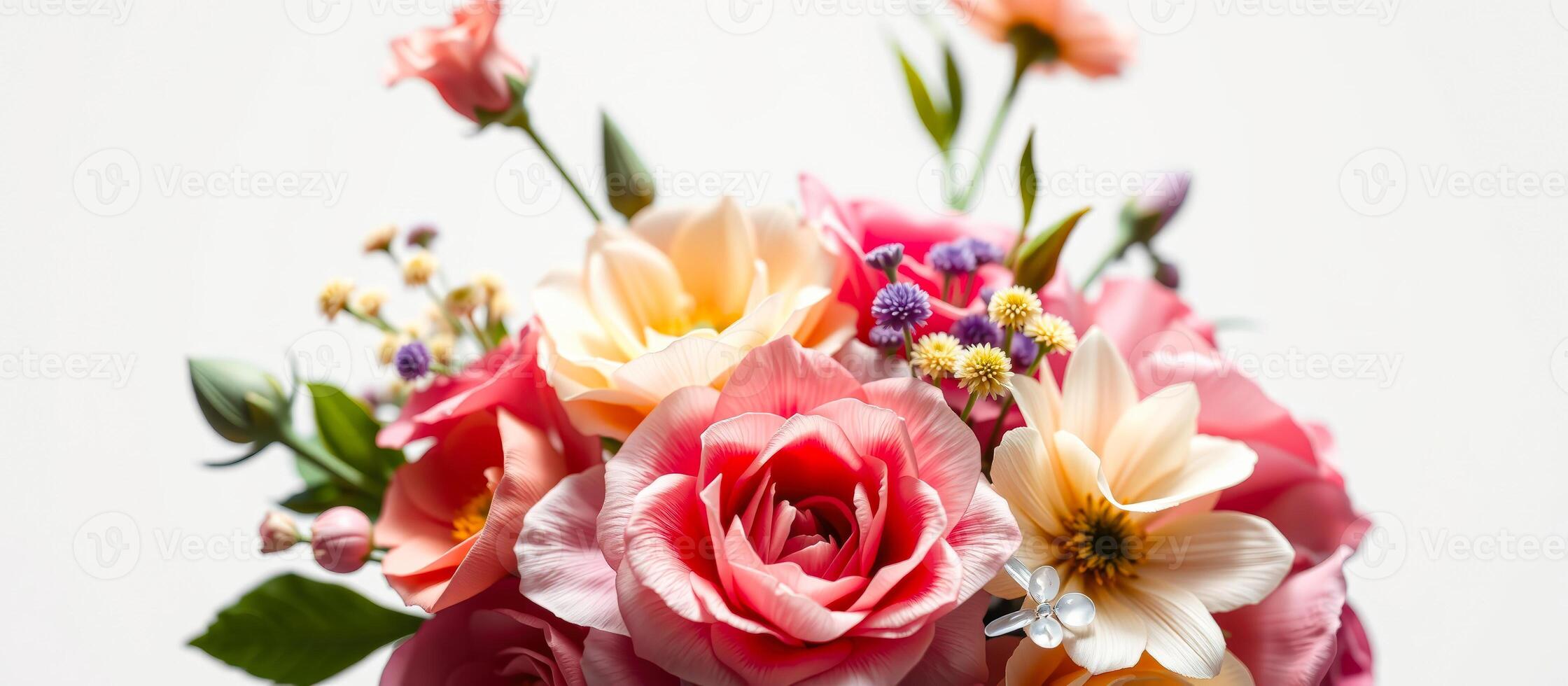 Delicate Bouquet of Pink and Peach Flowers photo