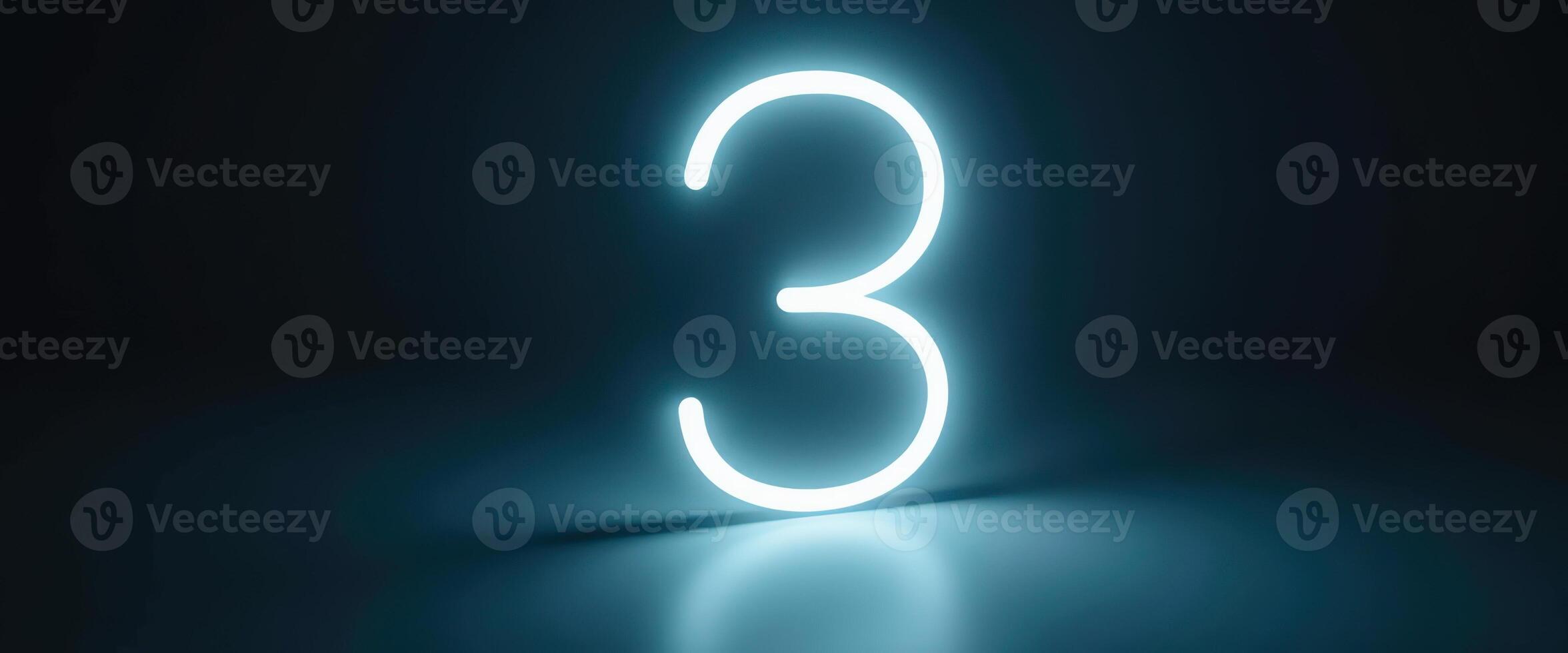 Glowing Neon Number 3 photo