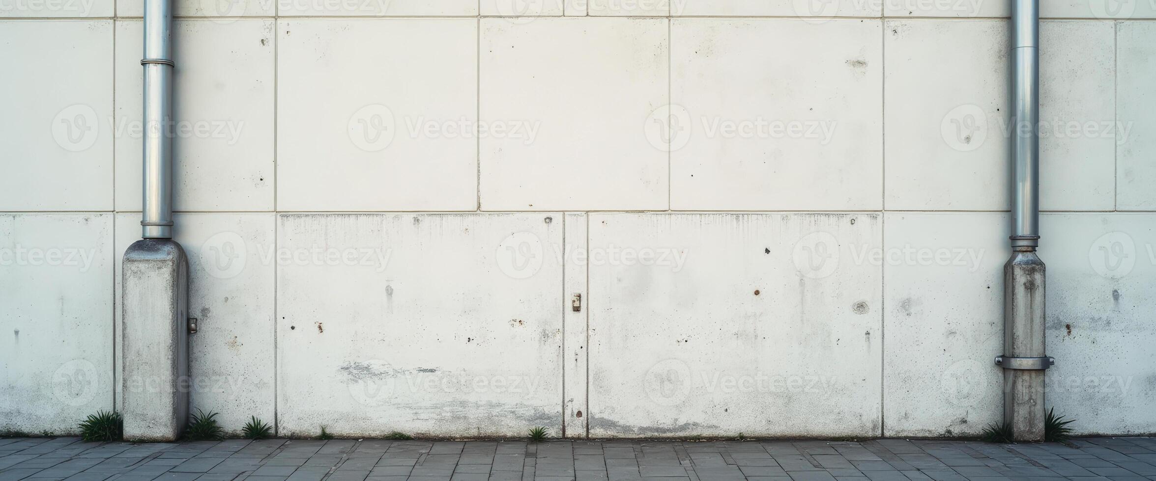 White Concrete Wall with Two Rain Gutters photo