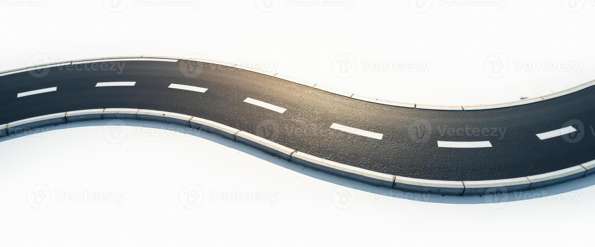 Winding Road with White Lane Markings photo