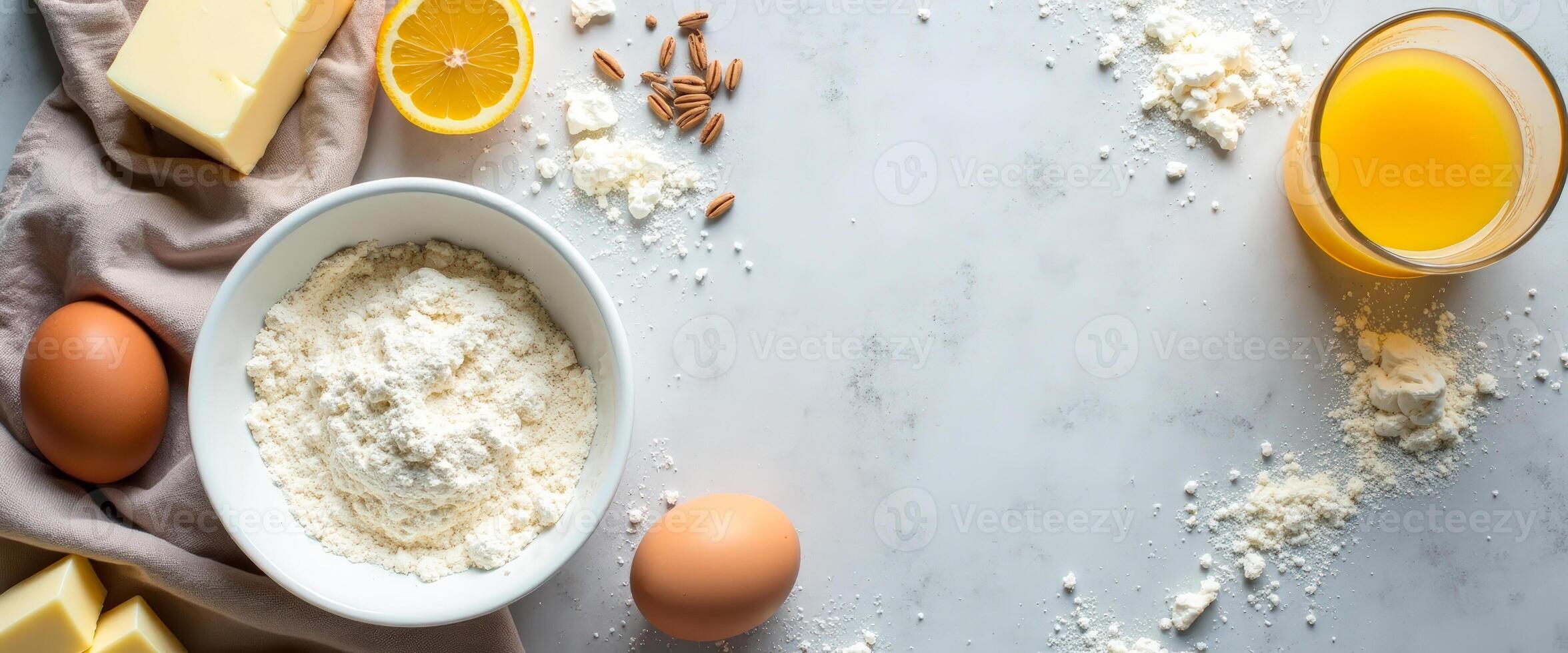 Baking Ingredients on a White Countertop photo