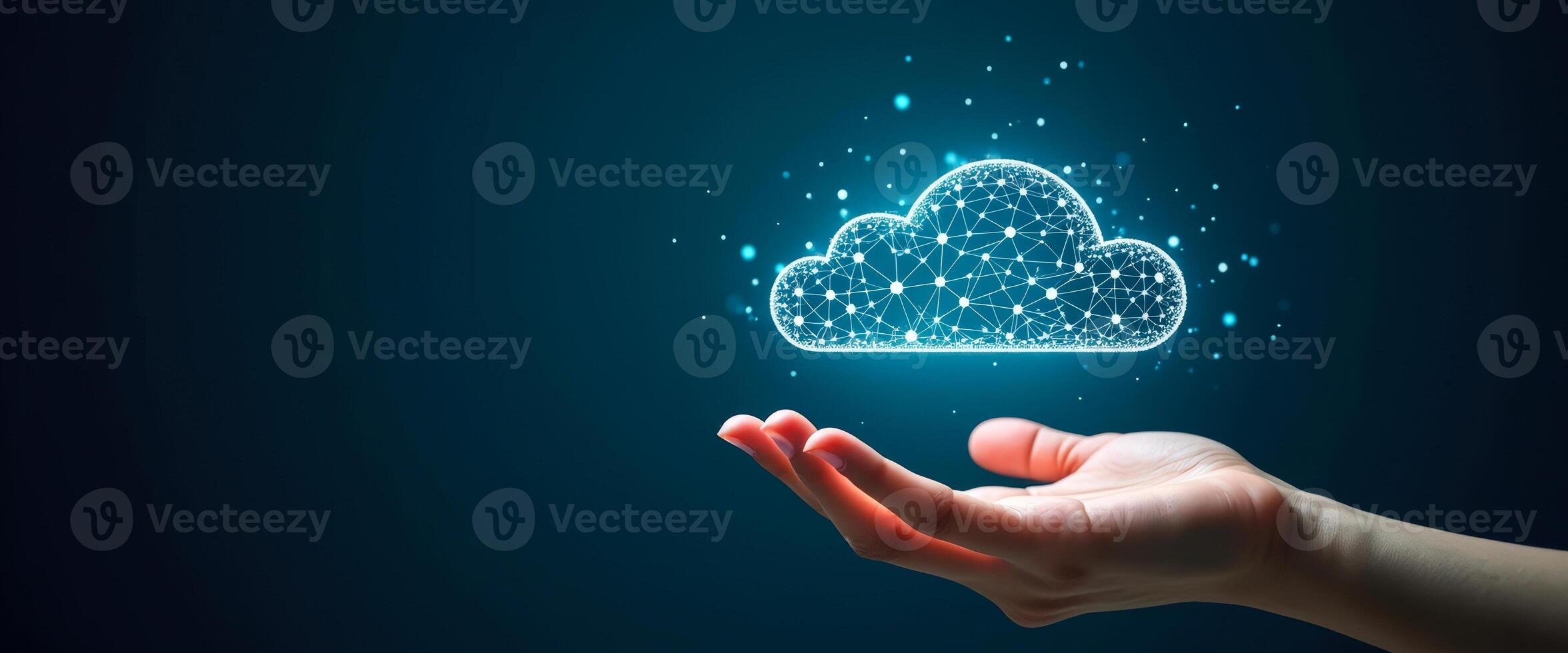 Cloud Computing, Hand Holding Digital Cloud Icon photo