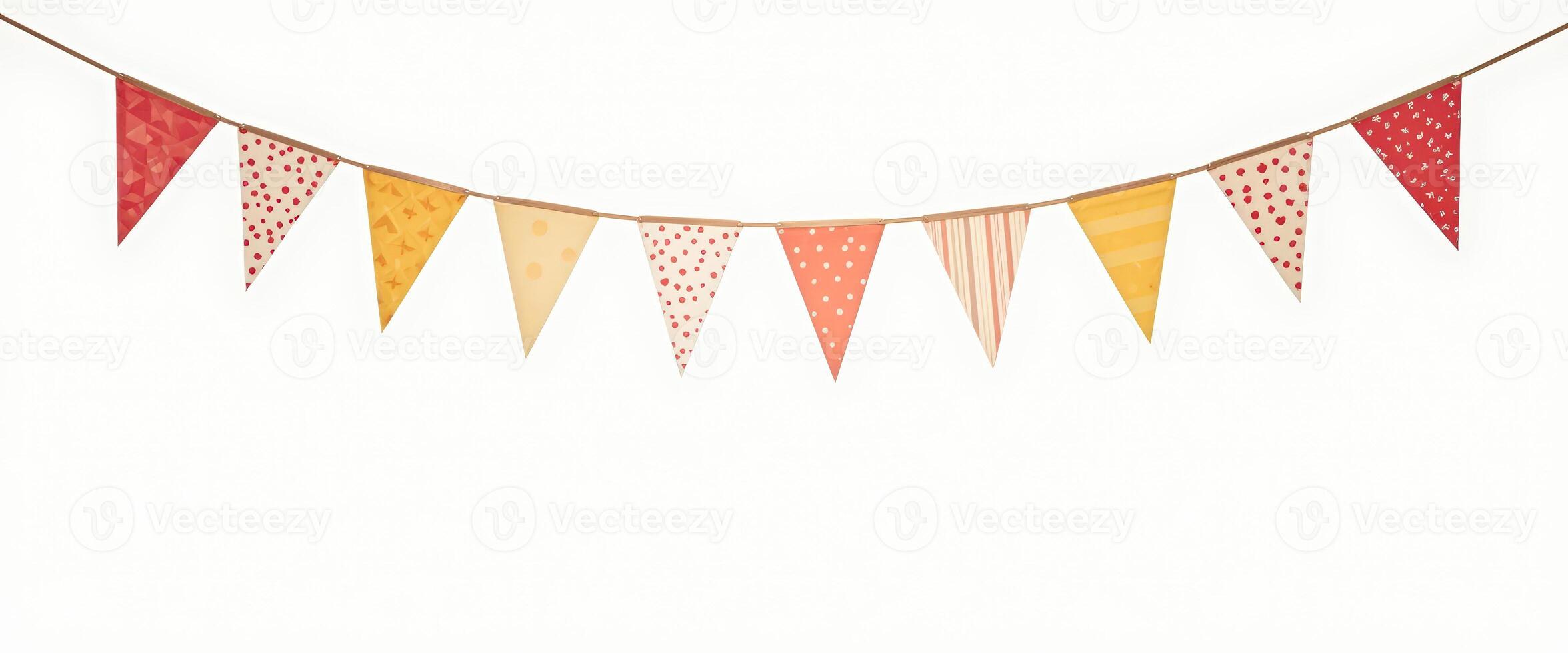 Festive Party Bunting Flags with Red and Yellow Patterns photo