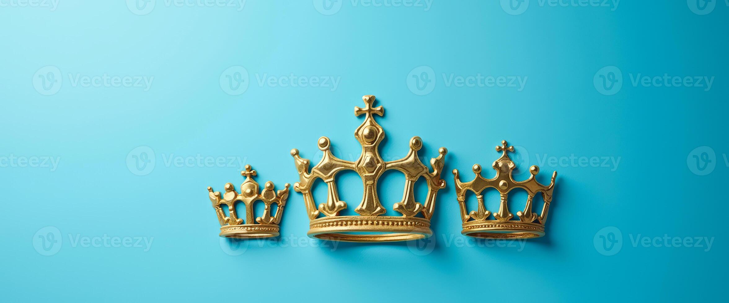 Golden Crowns on Blue Background photo
