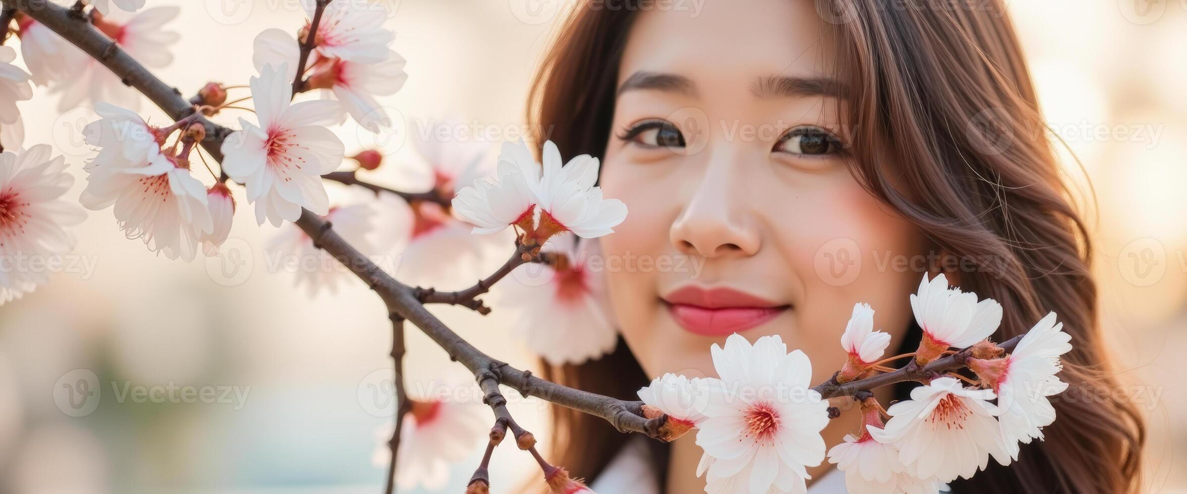 Beautiful Woman in Blossom photo