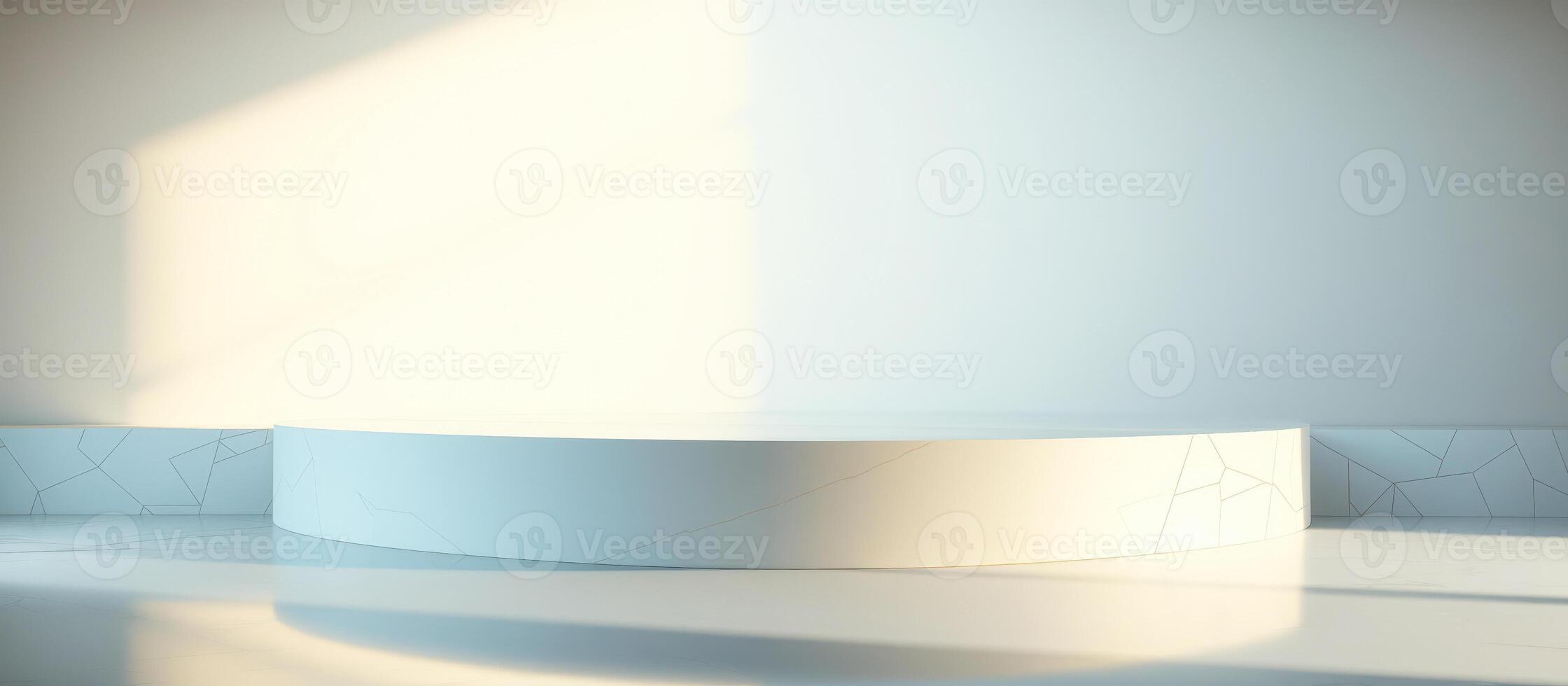Minimalist White Podium with Geometric Pattern photo