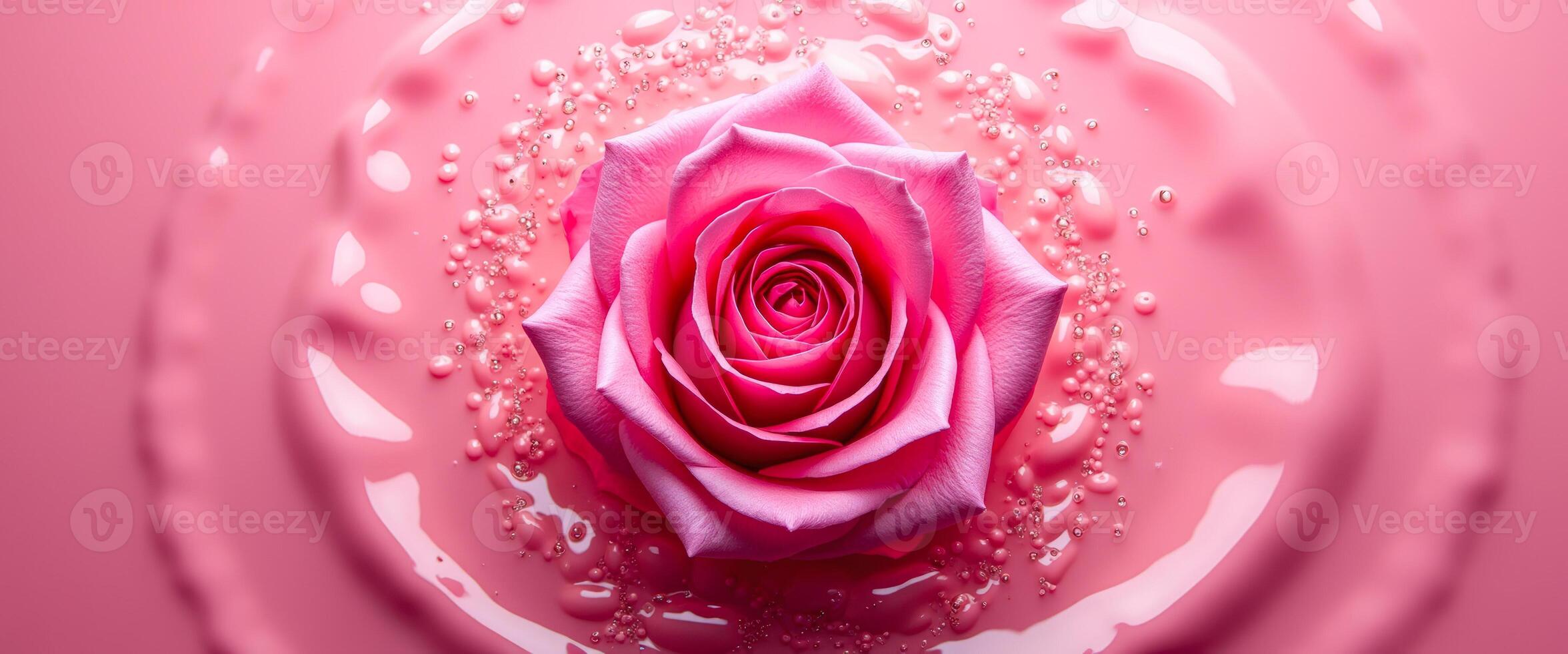Pink Rose in a Watery Circle photo